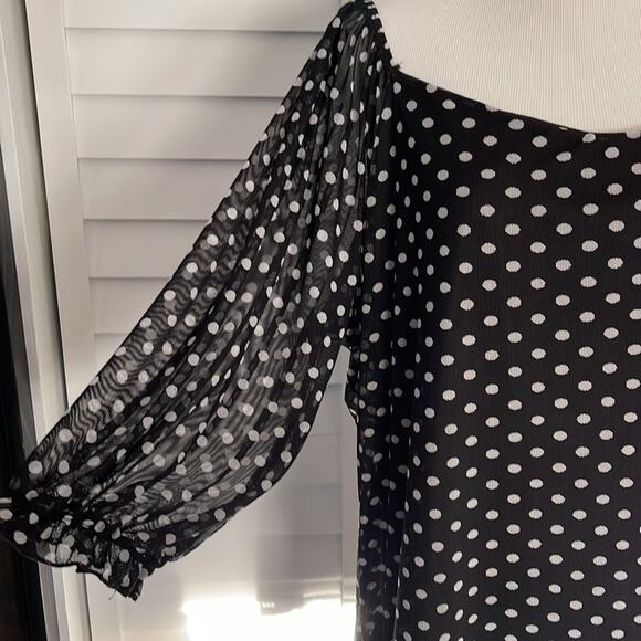 Love Ryan Pre loved Polka Dots lined 3/4 sheer Sleeves Blouse. - Picture 3 of 5